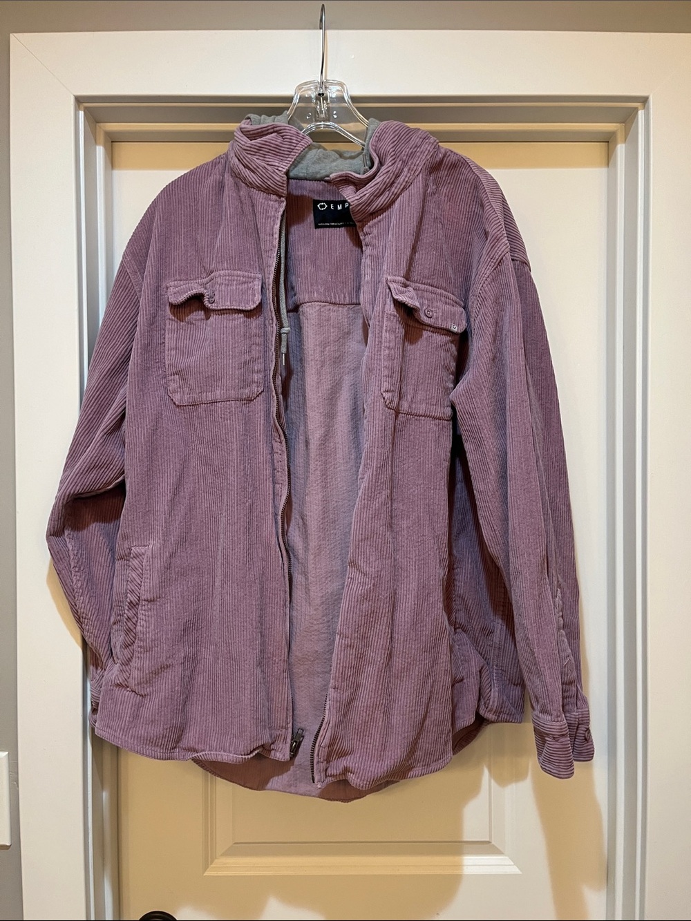 Empyre Mauve Ribbed Corduroy Button Cuff Top